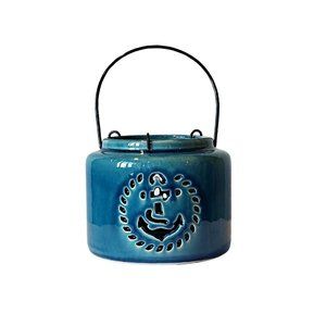 Drew Derose Light Blue Nautical Lantern/Candle Holder